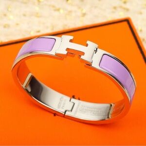 Hermès Silver and Purple Enamel Bracelet